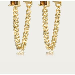 NEW F+H STUDIOS lionel gemstone + chain studs in gold